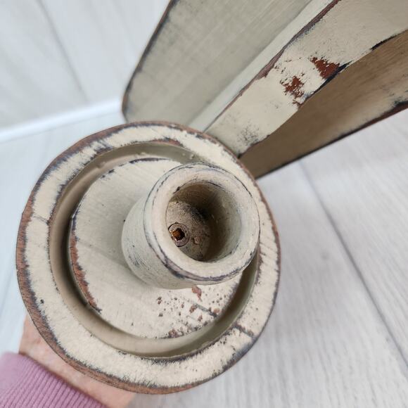 Homemade 15" Privative Wall Sconce Wood Taper Candle Gray Distressed Farmhouse - Picture 5 of 8